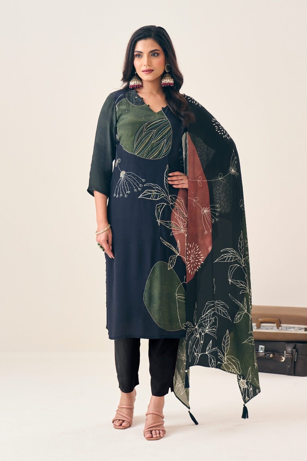 Navy Abstract Kurthi Set